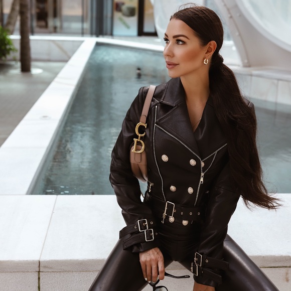 NEW!!! Black Vegan Leather Moto Biker Jacket - Picture 1 of 4